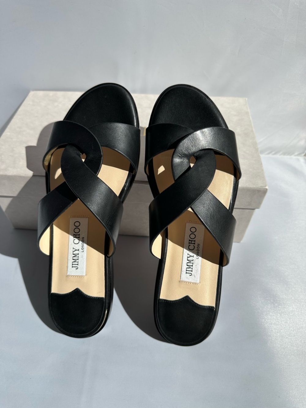 Jimmy Choo Black Atia Crisscross Sandals